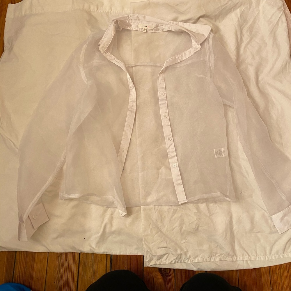 Dolls kill White Sheet Mesh Button Up Blouse